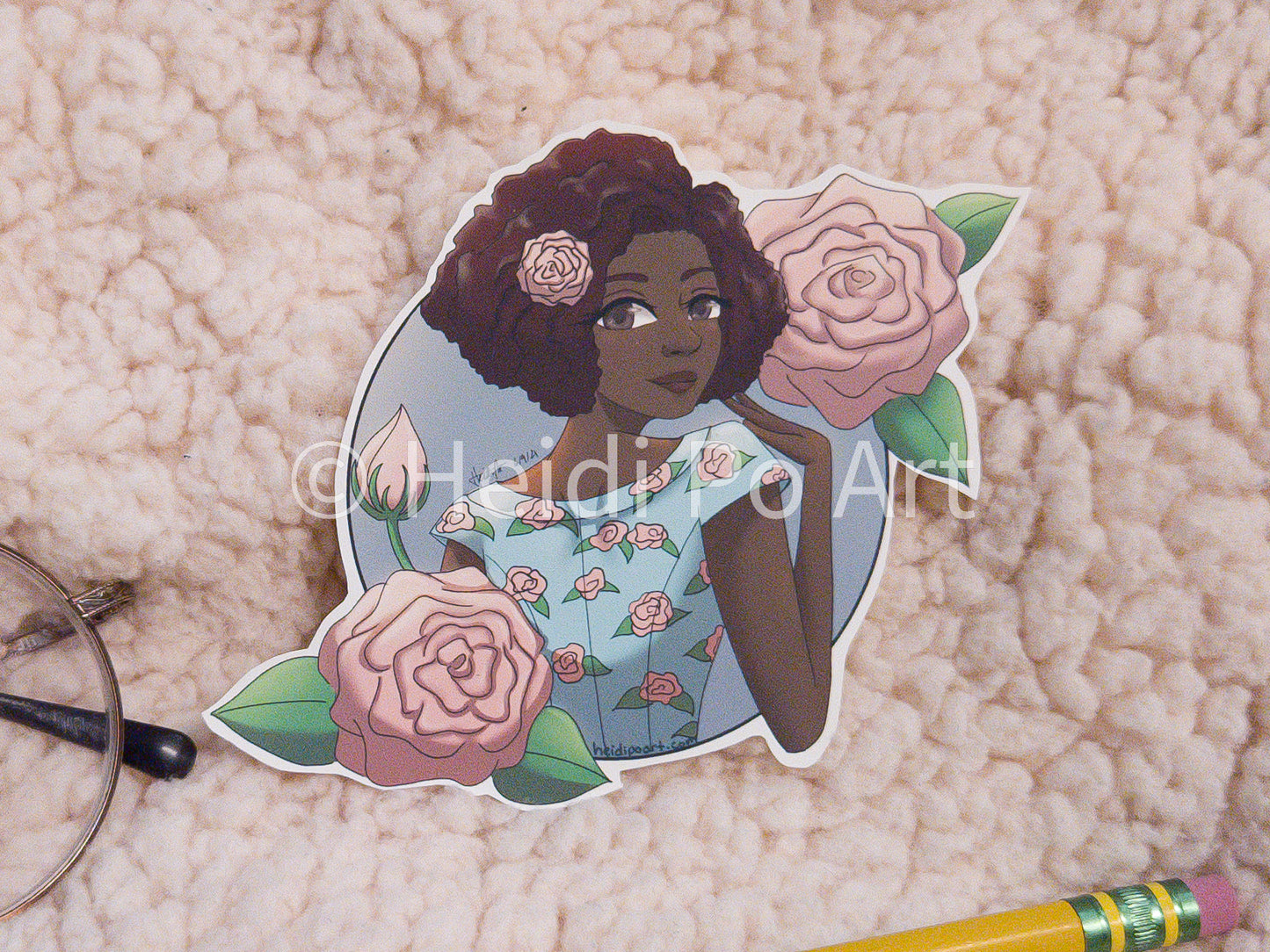 Blooming Rose Flower Girl - Sticker